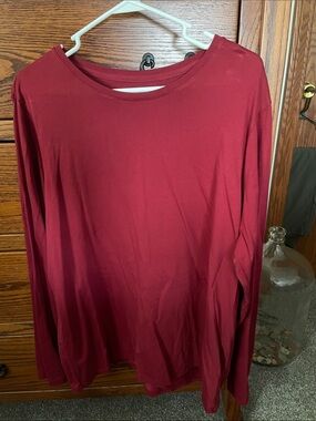 Lands' End Relaxed Fit Long Sleeve Tee in Deep Red